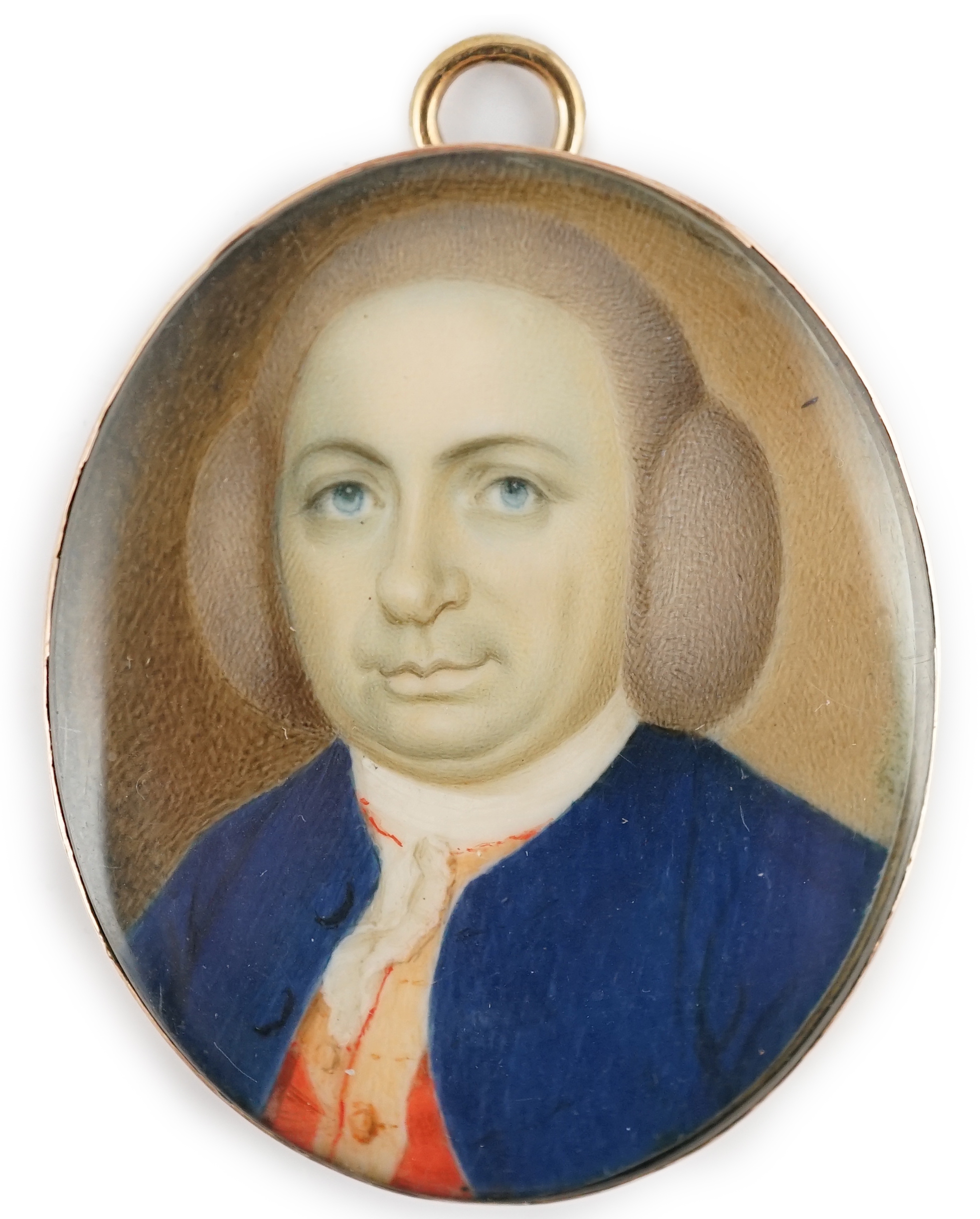 Jeremiah Meyer, R.A. (Anglo-German, 1735-1789), Portrait miniature of a gentleman, oil on ivory, 4 x 3.2cm. CITES Submission reference YZCZ4G62